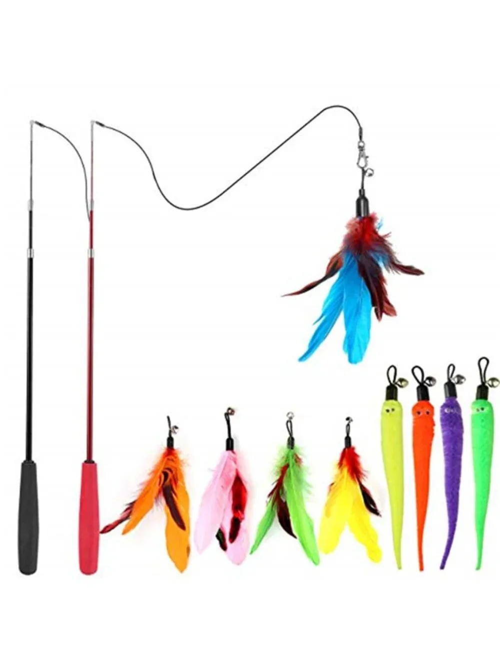 Cat Toys for Indoor Cats, Interactive Cat Toy 2PCS Retractable Wand Toy